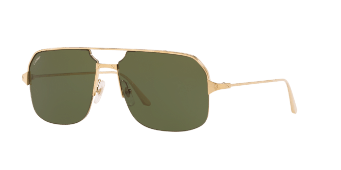 Cartier Unisex Sunglass CT0230S -  Frame color: Gold Shiny, Lens color: Green