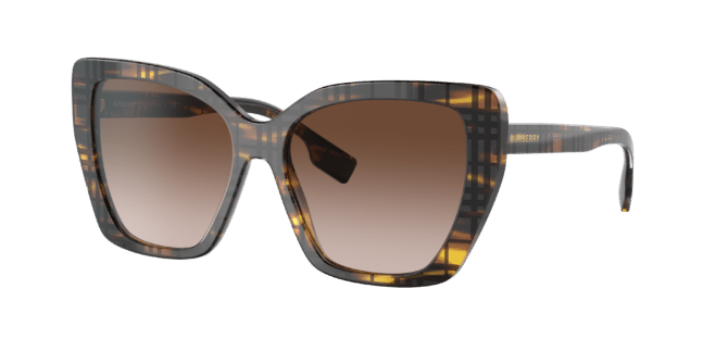 Burberry Woman Sunglass BE4366 Tamsin -  Frame color: Top Check/Striped Brown, Lens color: Brown Gradient