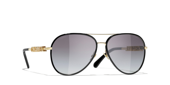 Chanel Woman Sunglass Pilot Sunglasses CH4284B -  Frame color: Gold, Lens color: Grey