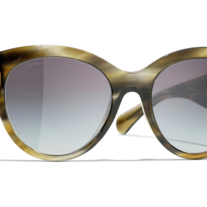 Chanel Woman Sunglass Butterfly Sunglasses CH5498B -  Frame color: Green Tortoise & Gray, Lens color: Gray