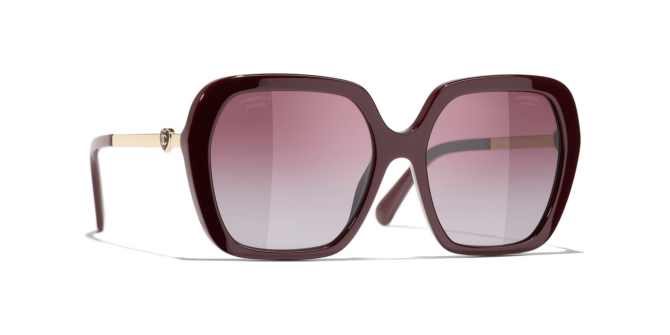 Chanel Woman Sunglass Square Sunglasses CH5521 -  Frame color: Burgundy, Lens color: Burgundy