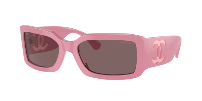 Chanel Woman Sunglass Rectangle Sunglasses CH5526 -  Frame color: Pink, Lens color: Violet