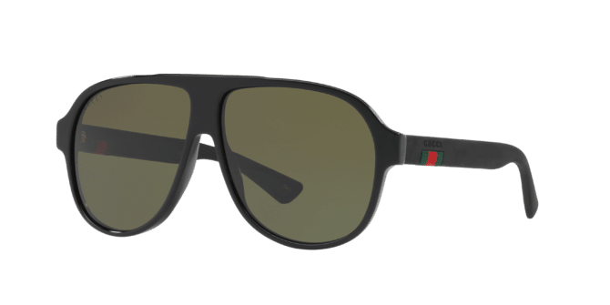 Gucci Man Sunglass GG0009S -  Frame color: Black, Lens color: Green