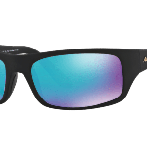 Maui Jim Unisex Sunglass Peahi -  Frame color: Black Matte Rubber, Lens color: Blue Hawaii Mirror Polarized