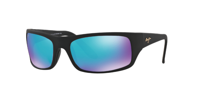 Maui Jim Unisex Sunglass Peahi -  Frame color: Black Matte Rubber, Lens color: Blue Hawaii Mirror Polarized