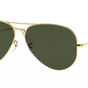 Ray-Ban Unisex Sunglass RB3026 Aviator Large Metal II -  Frame color: Gold, Lens color: G-15 Green