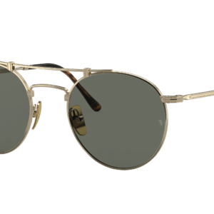 Ray-Ban Unisex Sunglass RB8147M Round Double Bridge Titanium -  Frame color: Gold, Lens color: G-15 Green