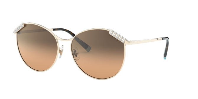 Tiffany & Co. Woman Sunglass TF3073B -  Frame color: Pale Gold, Lens color: Brown Gradient Silver Mirror