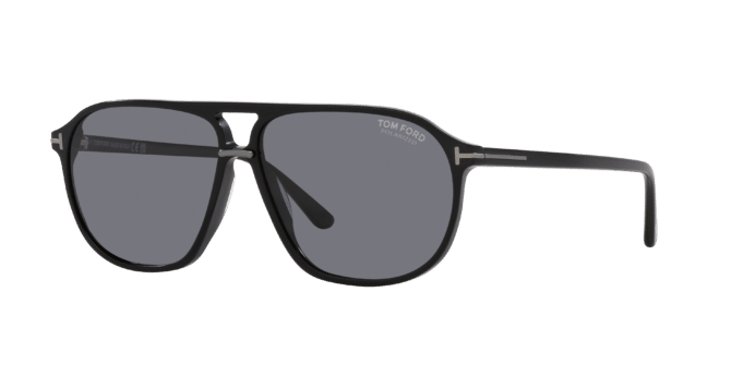 Tom Ford Man Sunglass Bruce -  Frame color: Shiny Black, Lens color: Grey Polarized